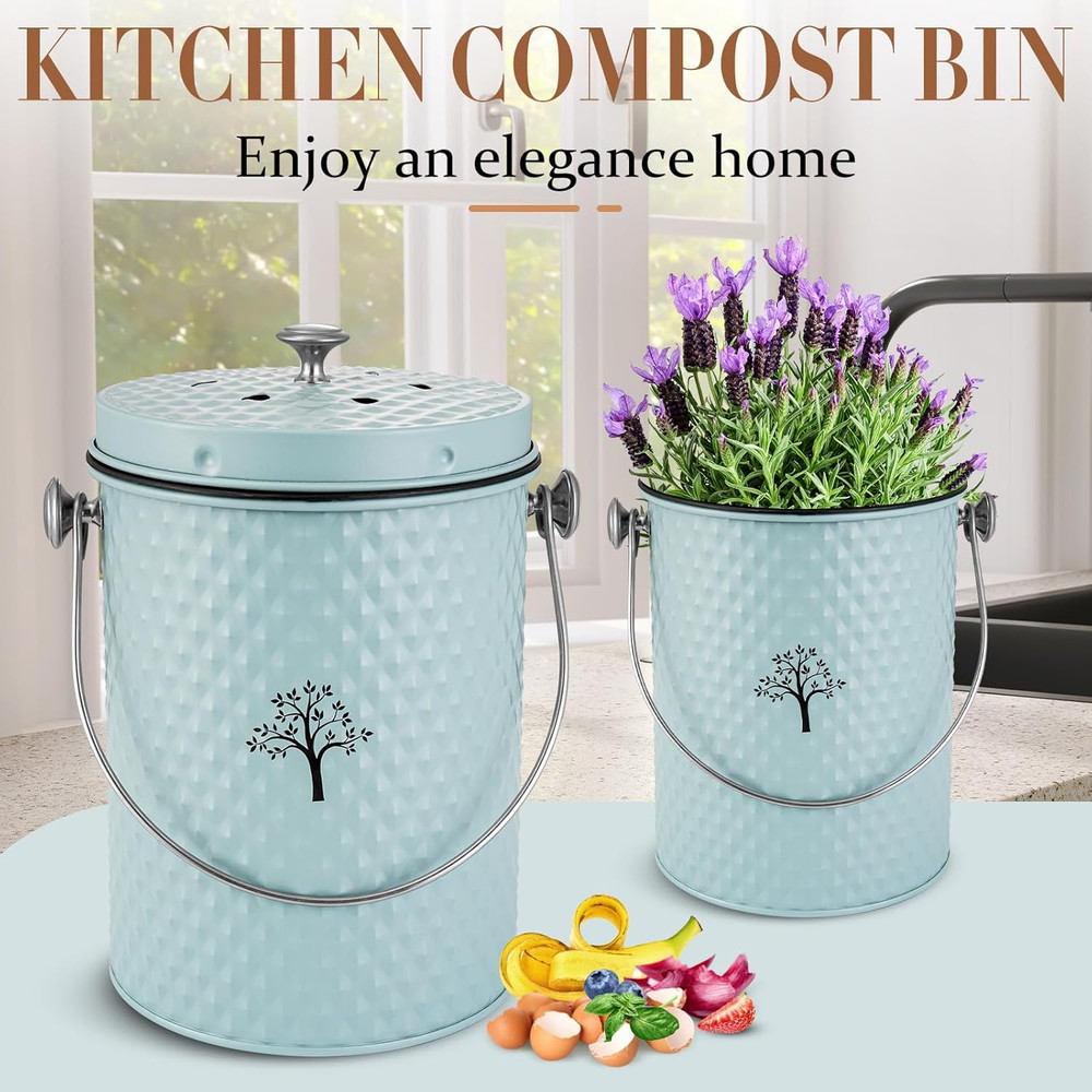 Countertop Compost Bin Kitchen Odor Resistant Indoor Compost Bin Lid