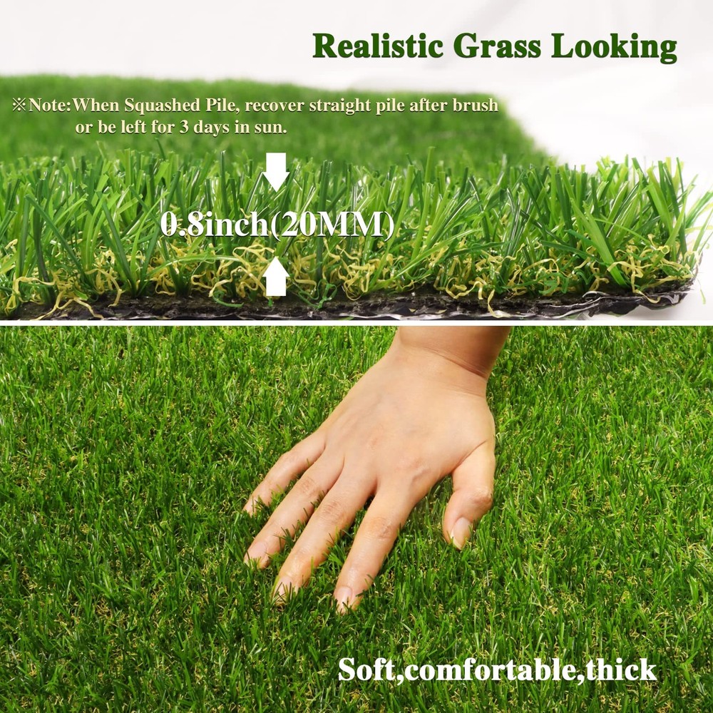 Weidear Artificial Turf Grass 4 ft x 6 ft, 4' x 6' (Rectangular), Green