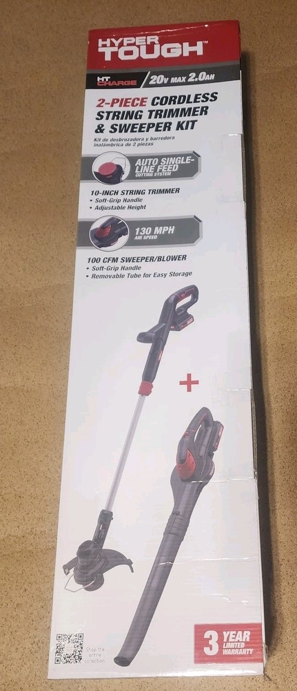 Hyper Tough 20V Max Cordless Combo Kit, 10-inch String Trimmer & Sweeper Blower