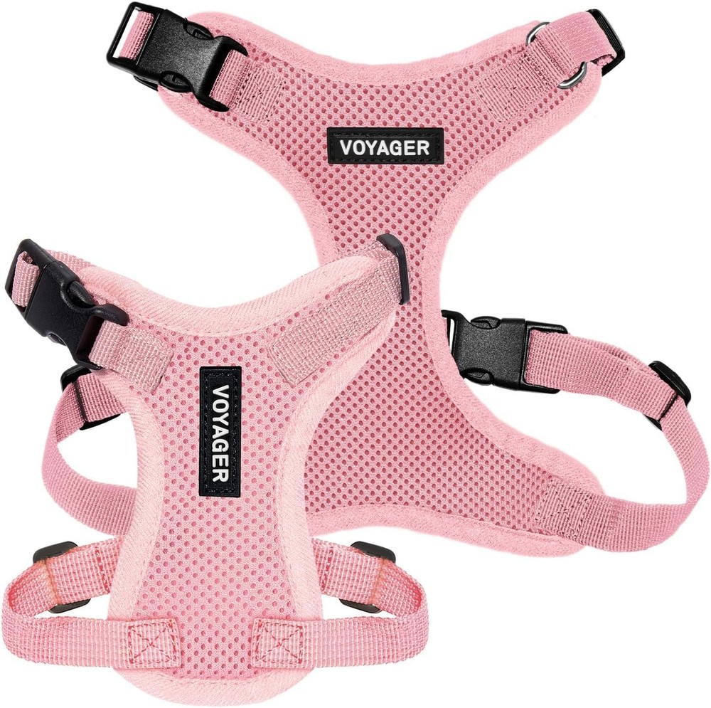 All Weather Mesh Pet Harness Medium Pink Lightweight Adjustable for Active Pets