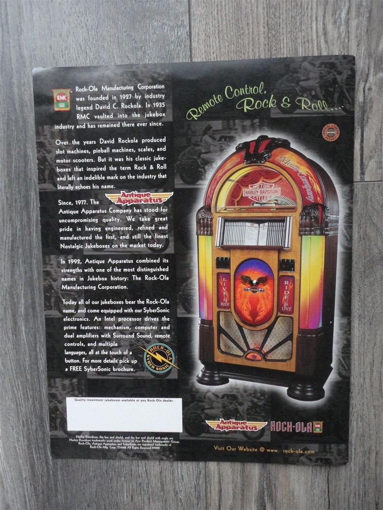 Rock Ola Juke Box Flyer Harley Davidson / Original Brochure