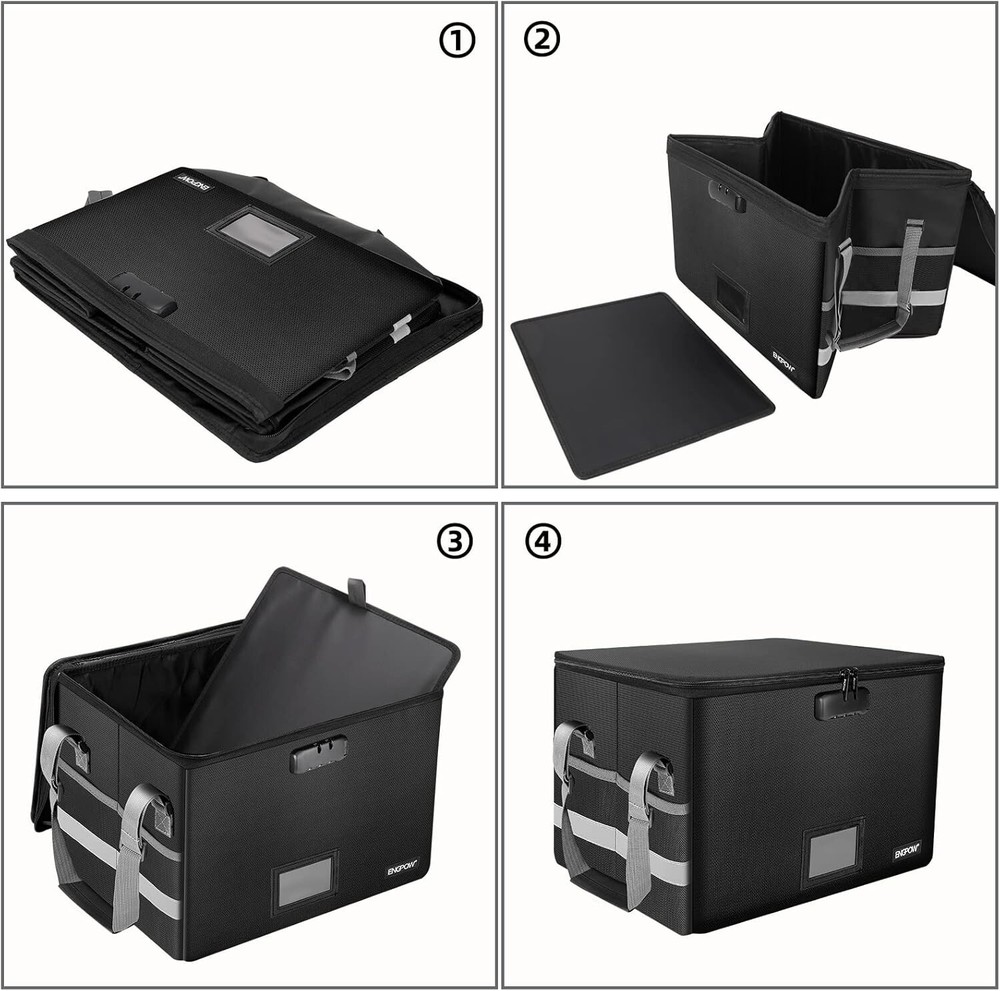 Fireproof Document Organizer with Lock - Portable and Waterproof Storage Box