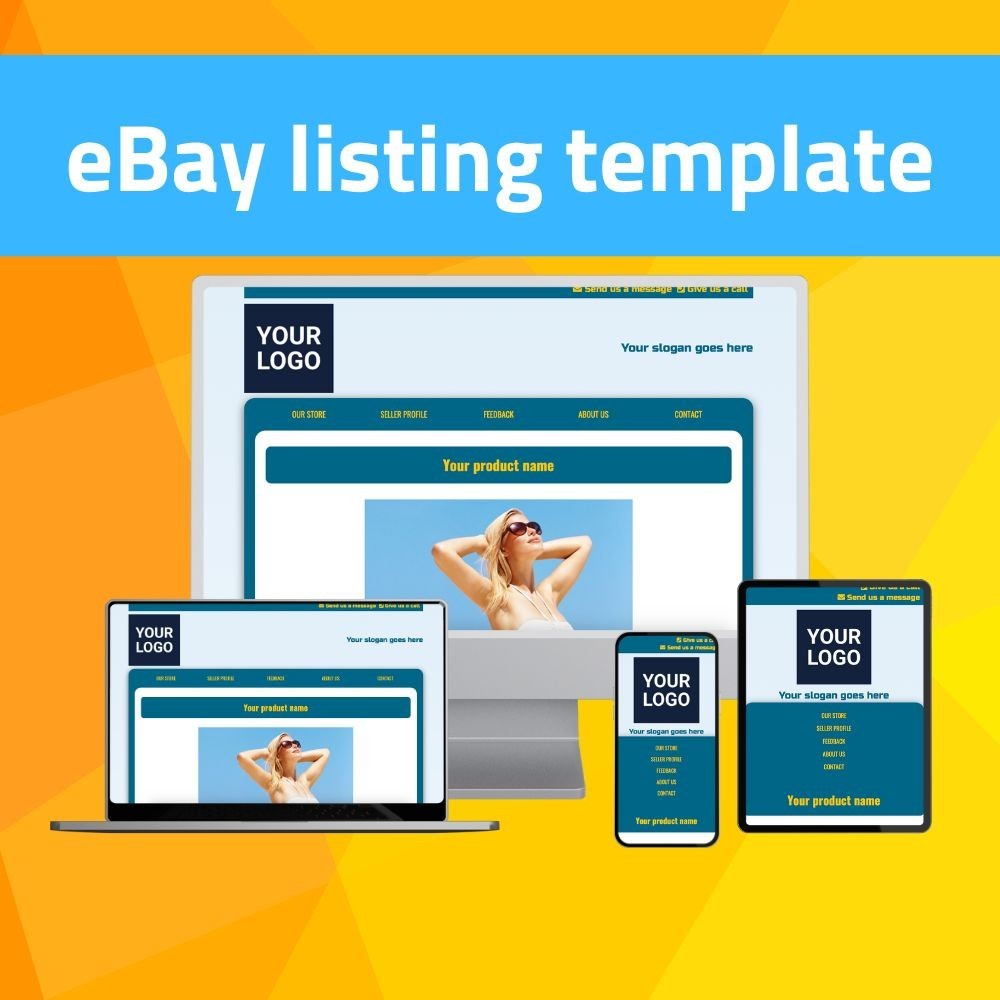 eBay Template - Responsive natural - blue/yellow - Mobile Optimized + Editor