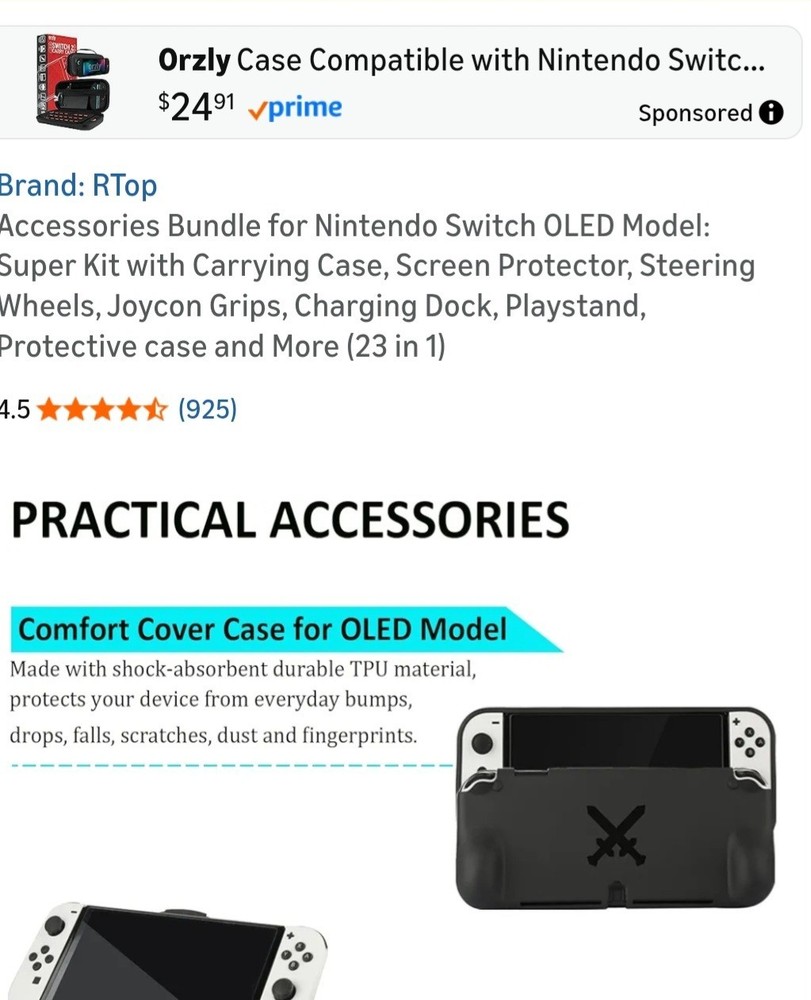 Accessories Bundle for Nintendo Switch OLED Model: Super Kit with Carrying Case,