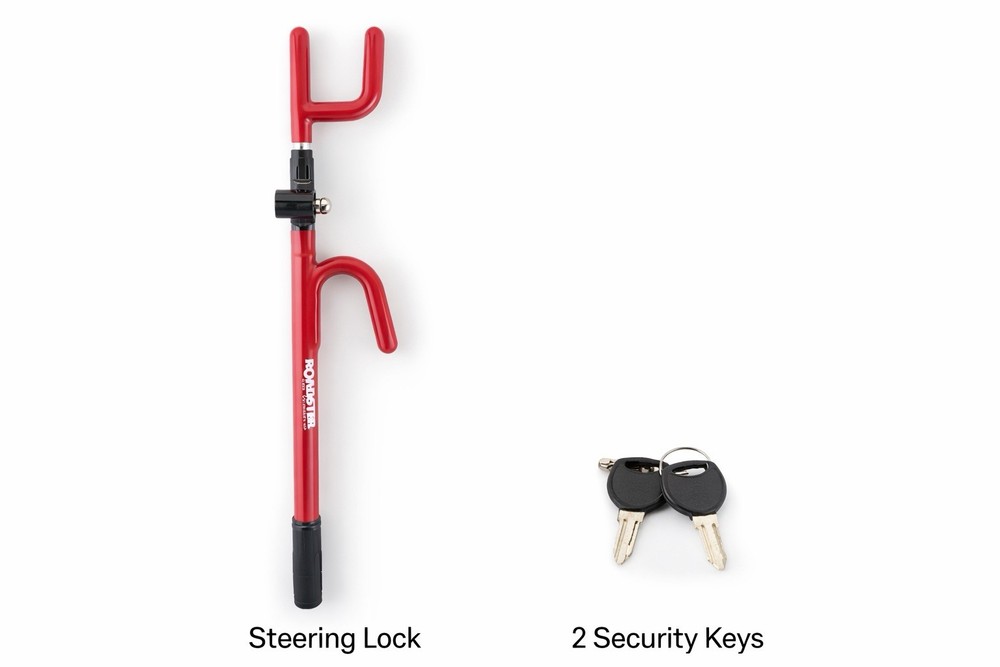 Anti-Theft Steering Wheel Lock Double Hook Keyed Extendable Car Van Security