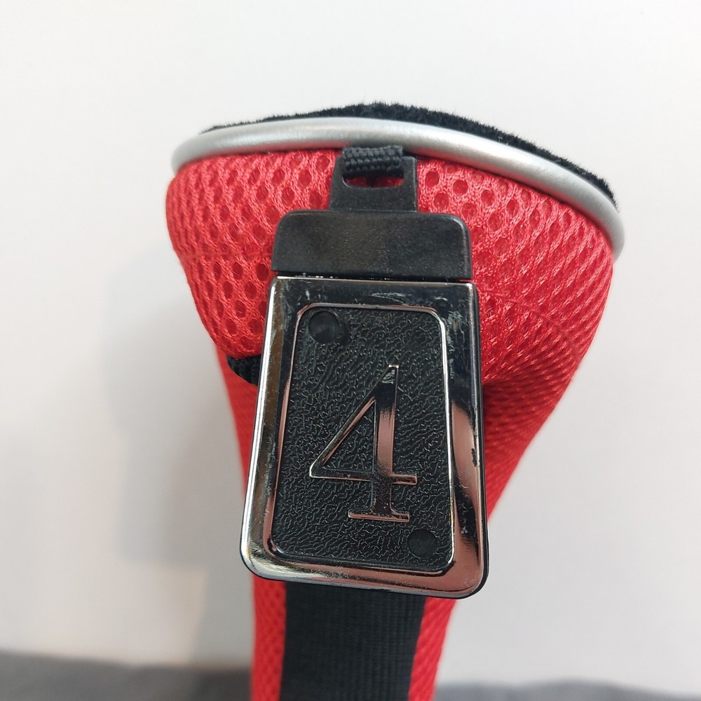Golf 4 Iron Headcover Red Black Interchangeable Number Tag