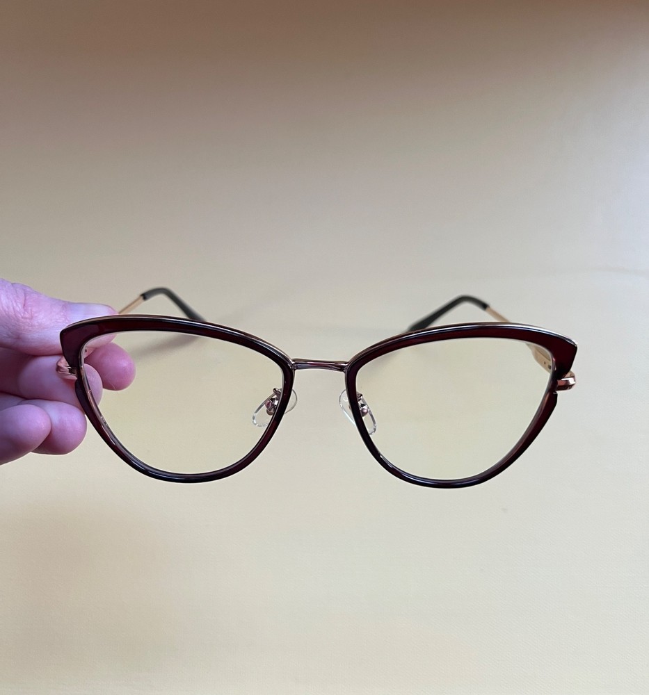 Brown & Gold Frame Blue Light Filter Eyewear Computer Glasses with Case