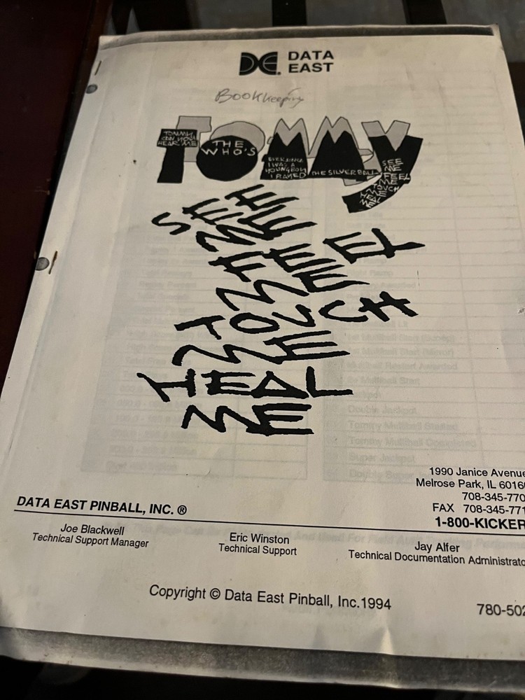 Tommy Pinball Preliminary Manual