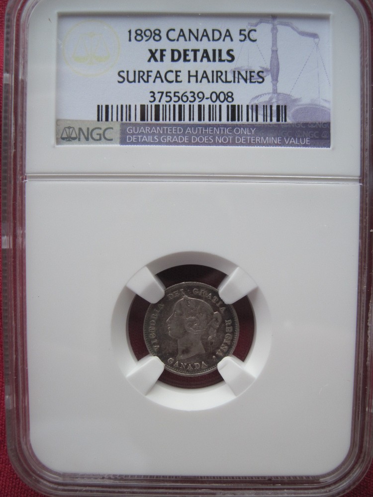 Canada, 1898 Five Cent Silver NGC XF Details