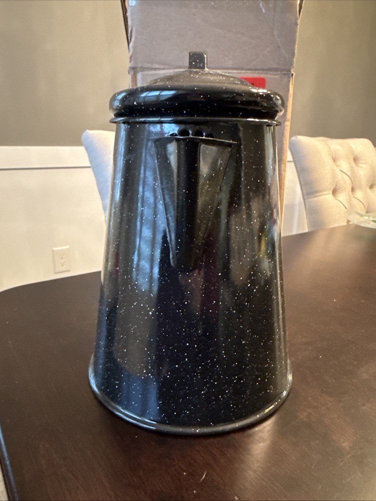 Granite Ware Coffee Boiler, 12 Cup - Speckled Black