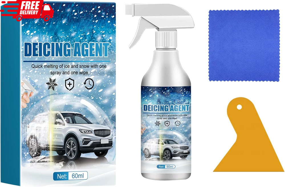 Instant Car Windshield De-Icer Spray - Fast Melting Defroster (60ml)