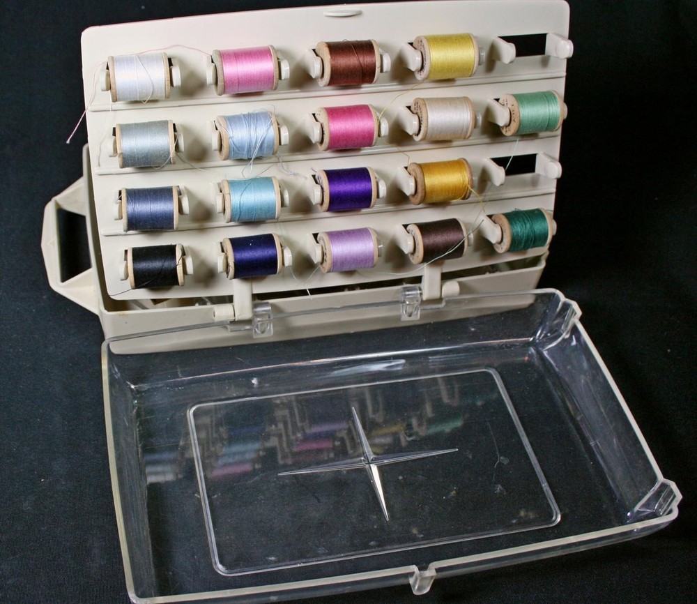 Vintage William Thomas & Sons Sewing Box With Thread Holder 1960’s