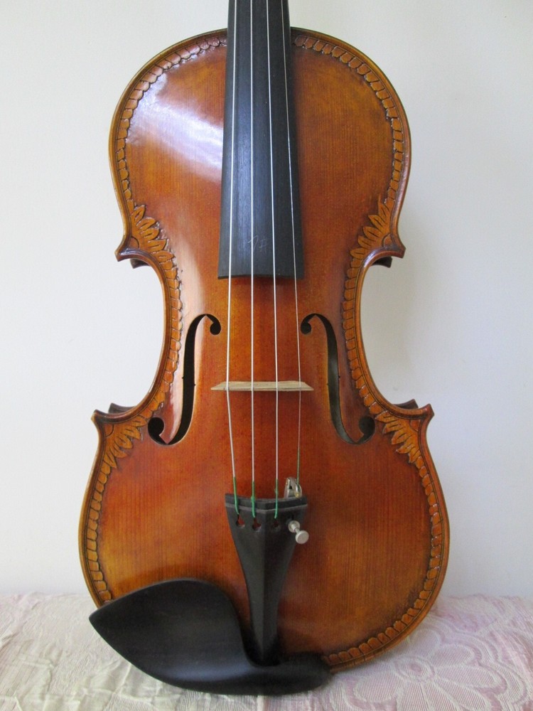 4/4 Violin Stradivarius Tiger Flame Maple Master Hand Carve Pattern 7#