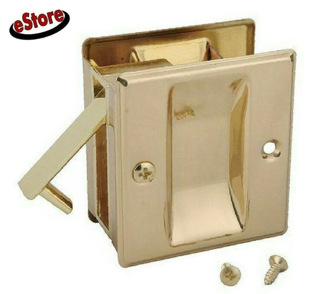 Universal 2492093 Fast Mount Pocket Door Passage Pull, 1-3/8" -1-3/4", Brass