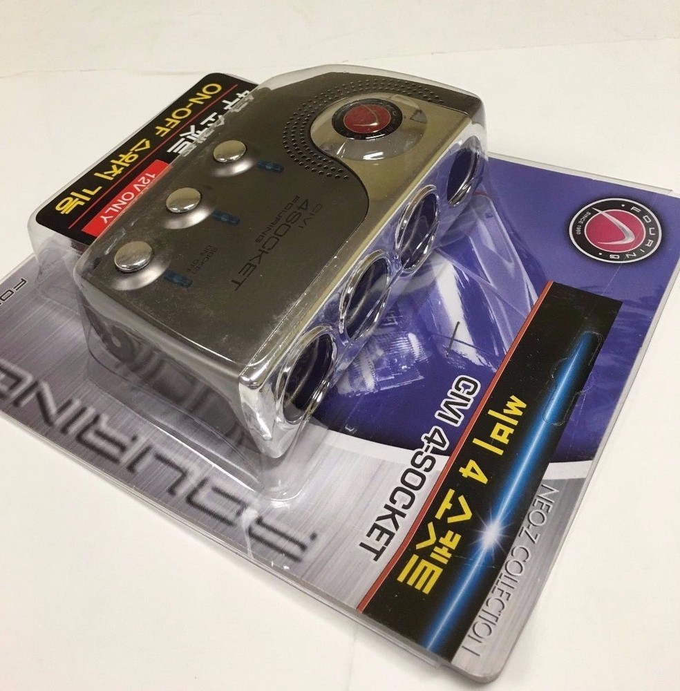 4 SOCKET METALLIC LED ON OFF SWITCH CIGARETTE LIGHTER SPLITTER CHARGE ADAPTER