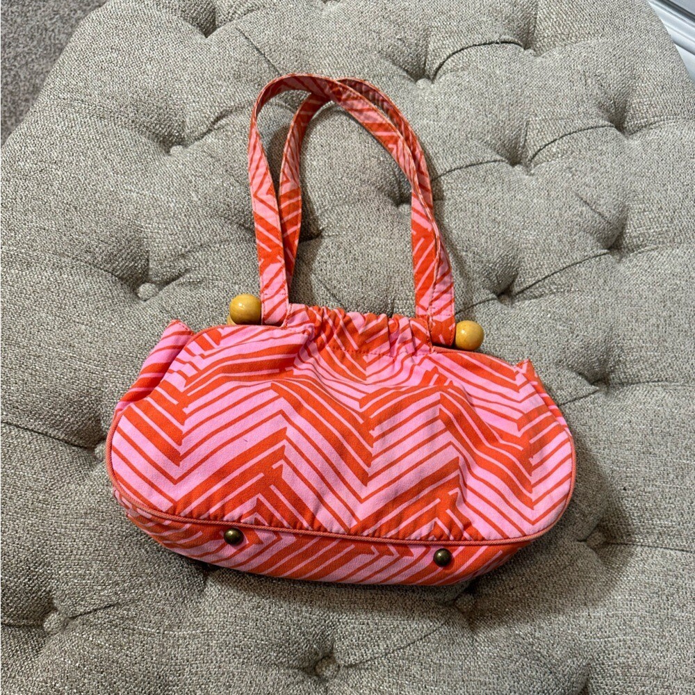 Vintage Old Navy Pink & Orange Chevron Patterned Bag