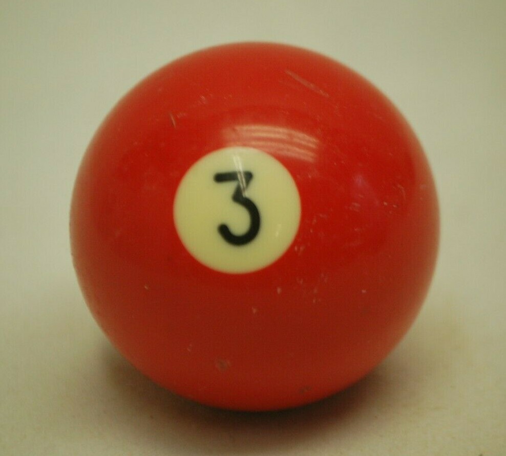 Pool Table Billiard Ball #3 Solid Red Vintage Replacement Piece