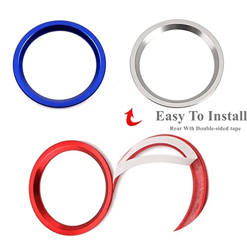 Car Engine Ignition Start Stop Button Cap Surrounding Ring & Push Start Blue