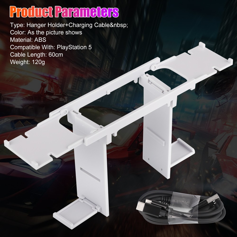 2in1 Charging Cable +Gaming Headset Holder for PS VR2 PS5 Controller Accessories
