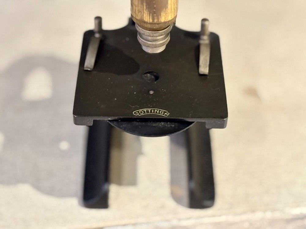 Early Gottinga Brass and Cast Iron Microscope with Original Case