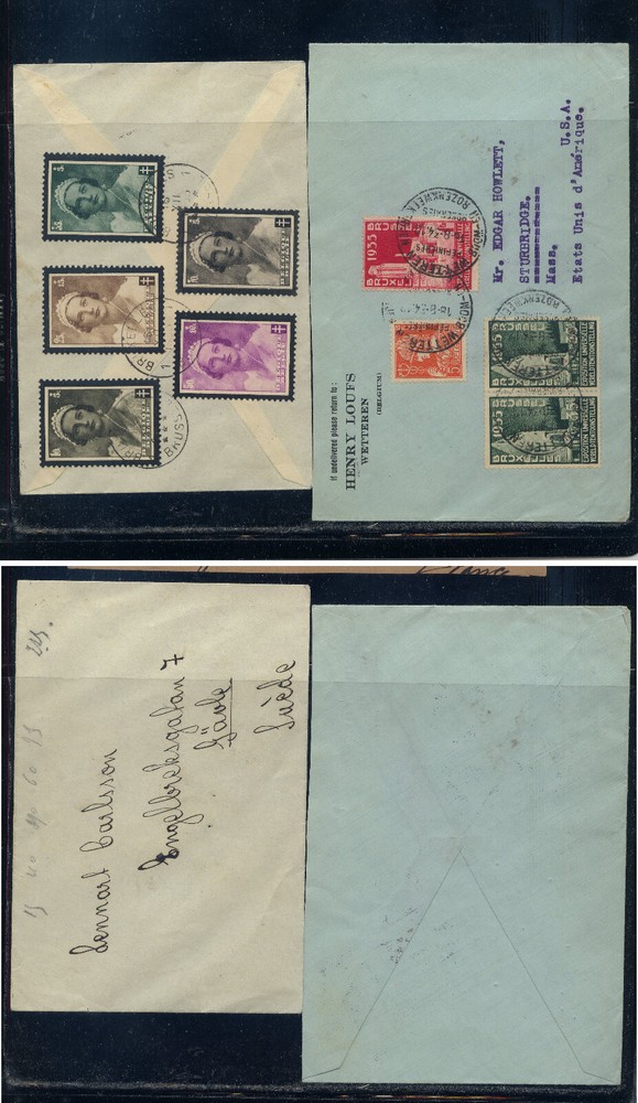 Belgium  2  nice franking covers,  one to US