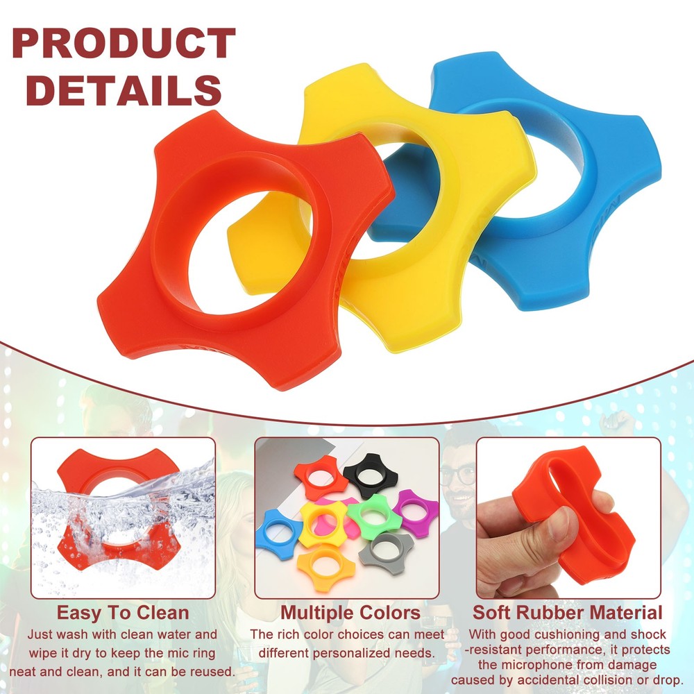 Microphone Anti-Roll Rubber Rings, 5 Pack & 1.4 x 2.9" & Blue