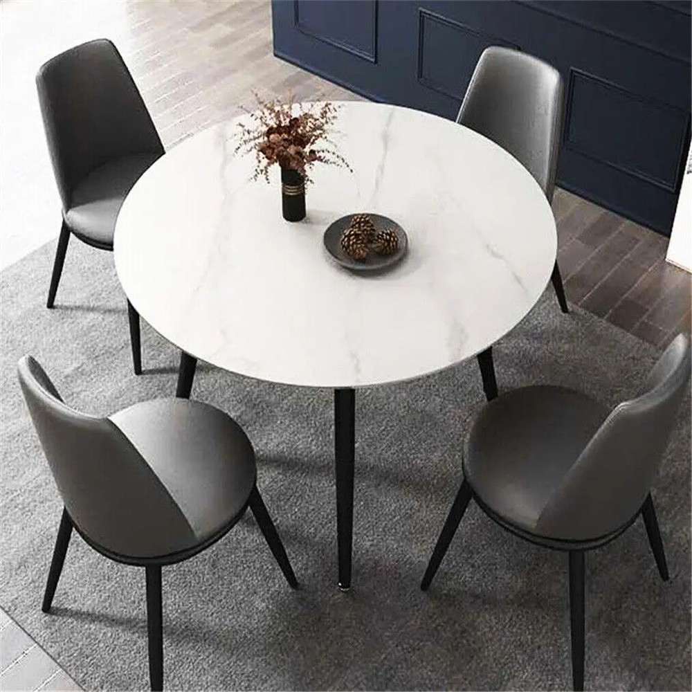 Round Kitchen Dining Table Marble Top 80cm Diameter Dining Room Island Table