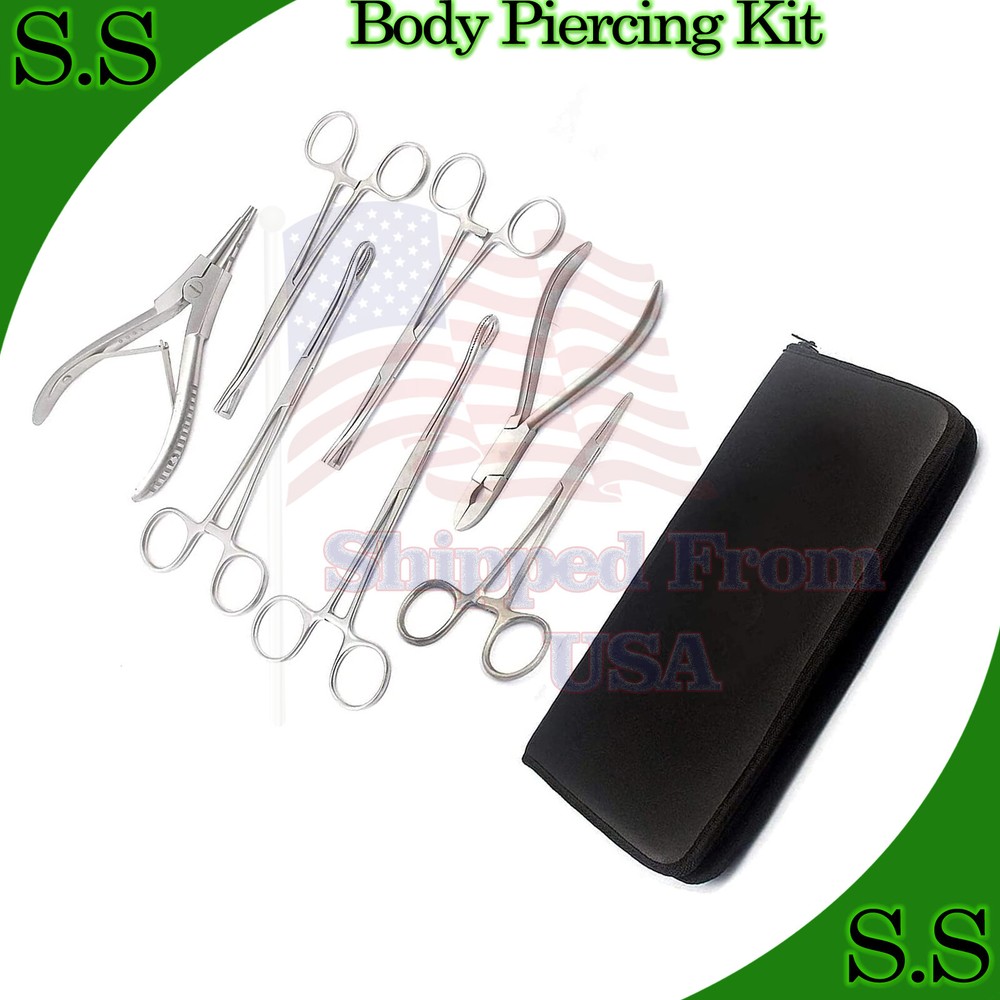 8 Pieces Body Piercing Instruments kit Tools Penington Forceps