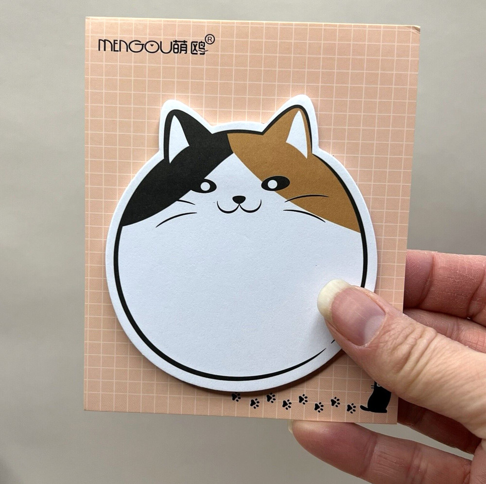 Calico Cat Sticky Note Pad Memo School Lunch Notes
