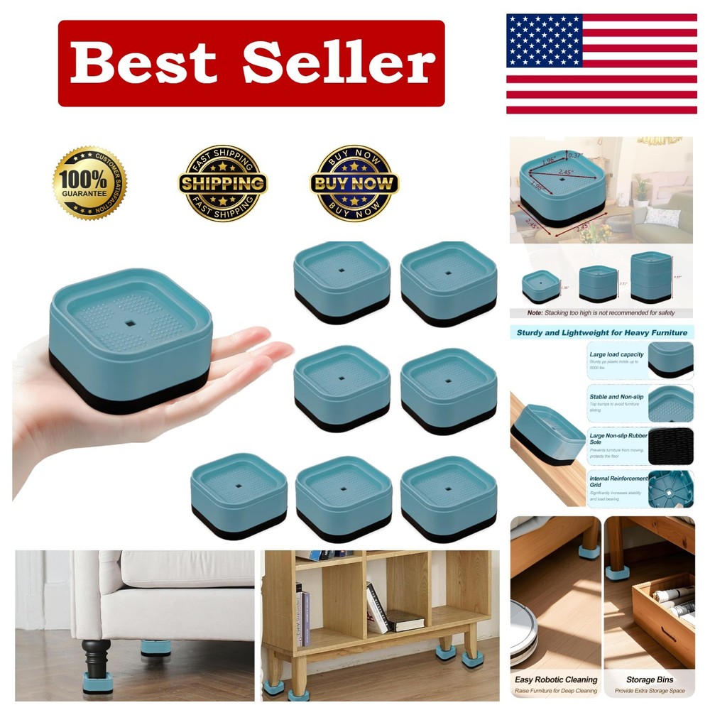 8 Pack Furniture Risers, Adjustable Bed Risers Heavy Duty Stackable Bed Raisers