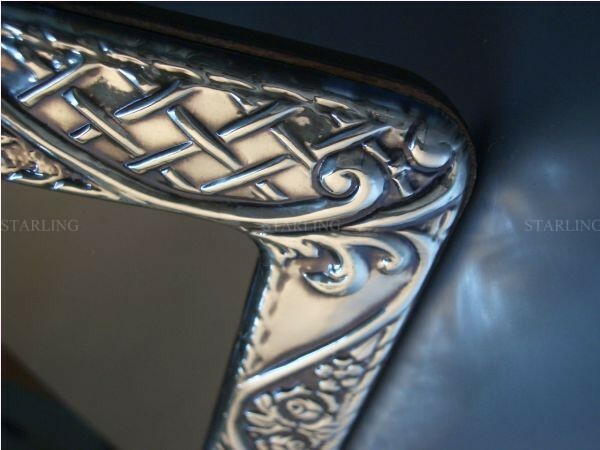 Exclusive Victorian Photo Frame Solid 925 Sterling Silver Mahogany Back-V1