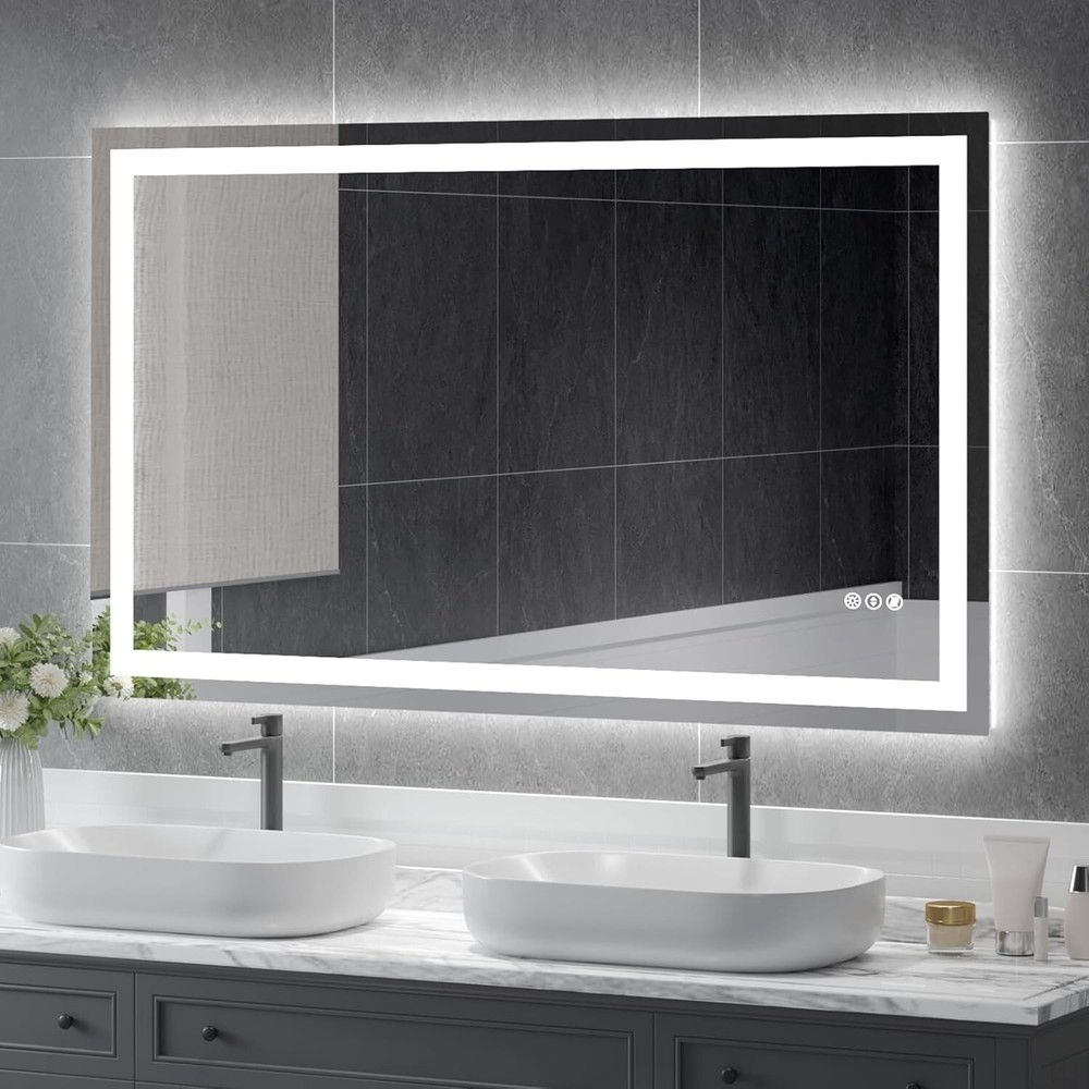 60'' X36'' LED Bathroom Mirror Dimmable Wall Vanity Mirror Vertical & Horizontal