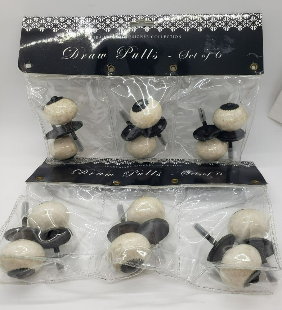 12 Drawer pulls Ceramic Porcelain Crackle Tradewinds Designer Collection