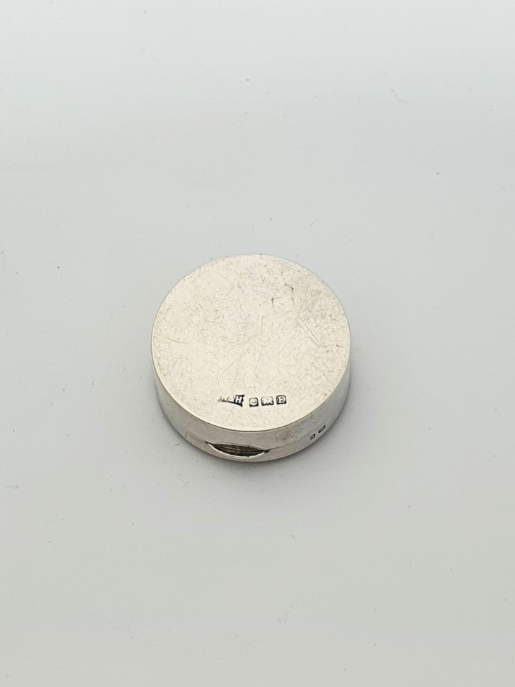 Art Deco Sterling Silver Pill Box with Engine Turned Top - 1929