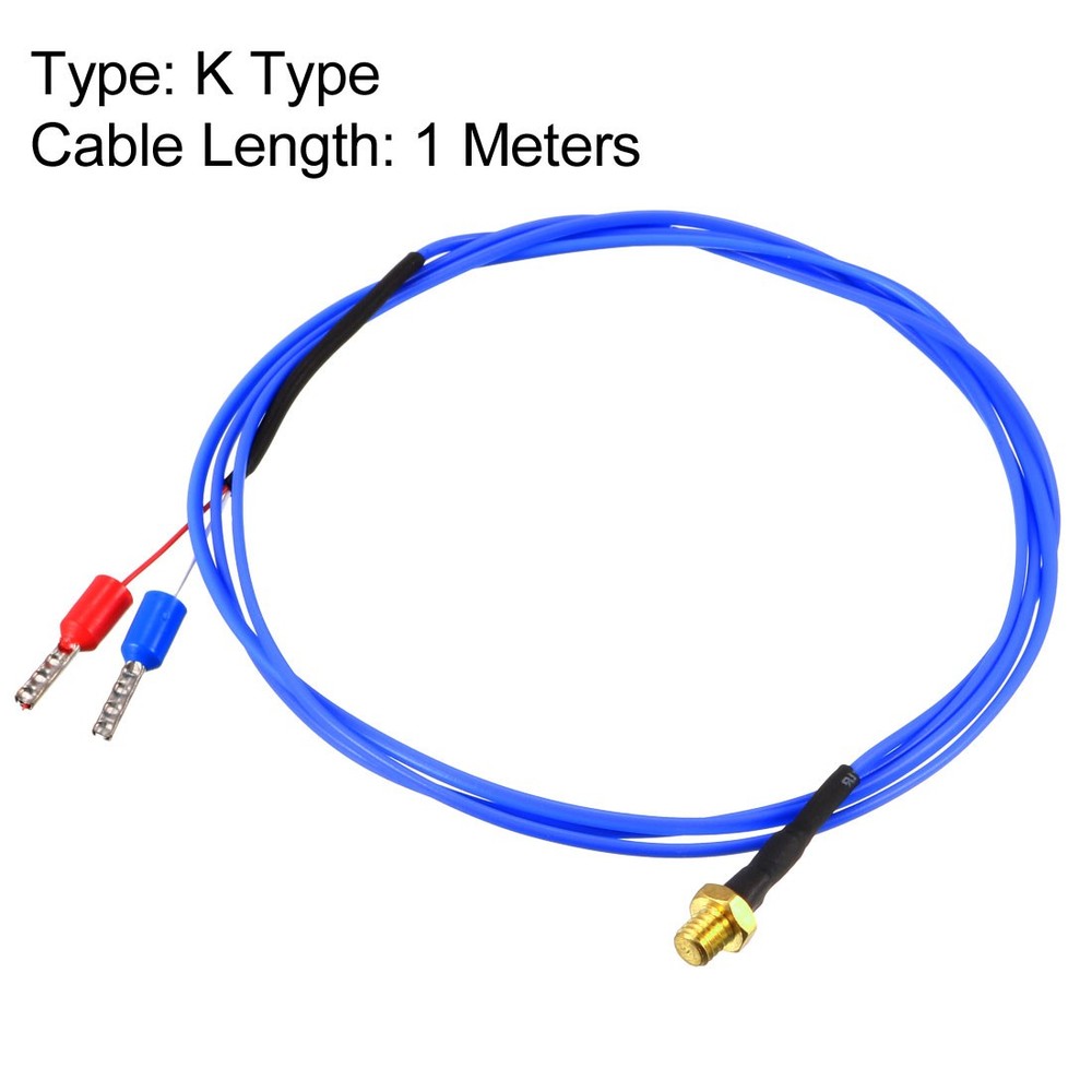 1Pack K Type Thermocouple Temperature Sensor Probe 1M Cable M4 Thread