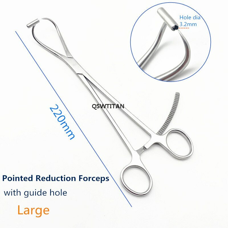 Orthopedic Pointed reduction forceps with guide hole bone reduction forceps