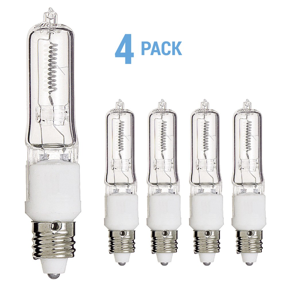 4 Pack Q100CL/MC Clear Bulb 100W Watt 120V JD T4 Mini Candelabra E11 Warm White