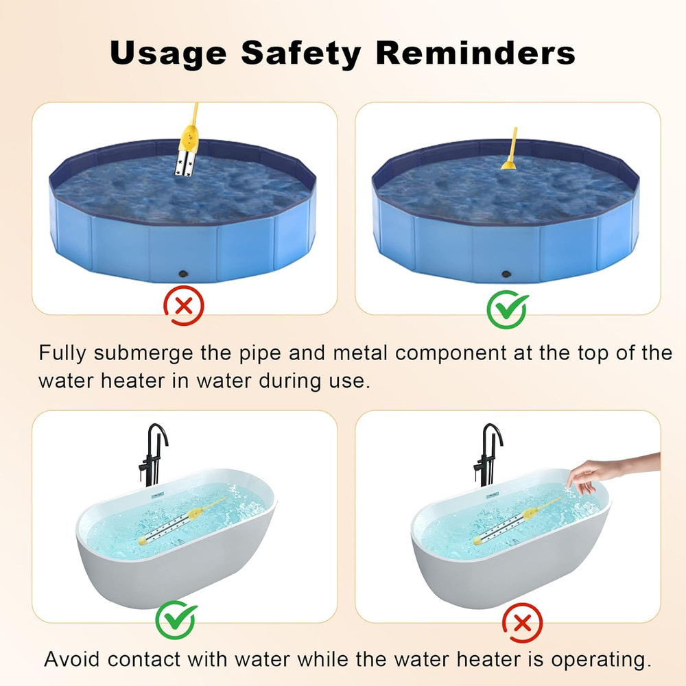 Portable Water Heater – 1500W Immersion Heater for Bathtub, Bucket, Hot Tub, and