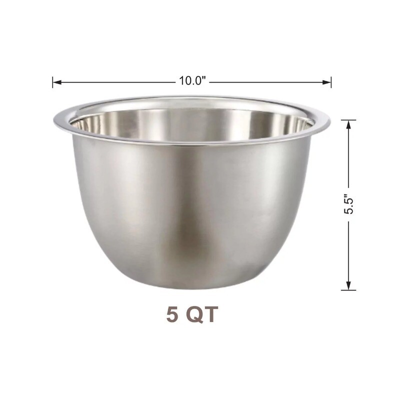 Mainstays SS 8QT Multi-Use Mixing Bowl for Prepping, Serving or Storage