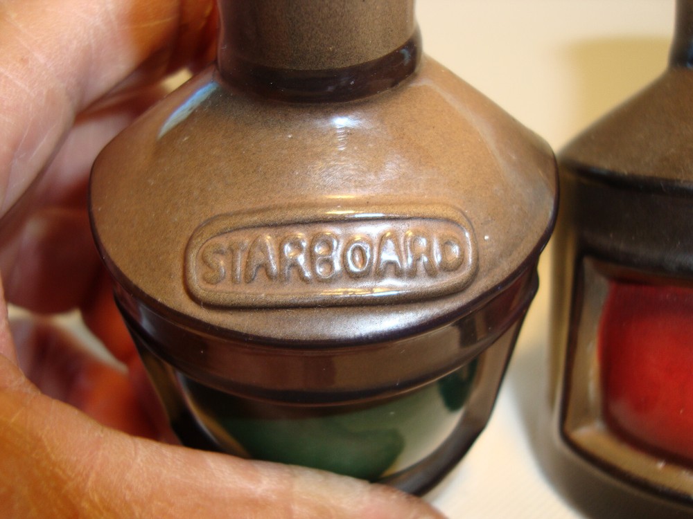 Hand painted ships lantern shape salt & pepper set.