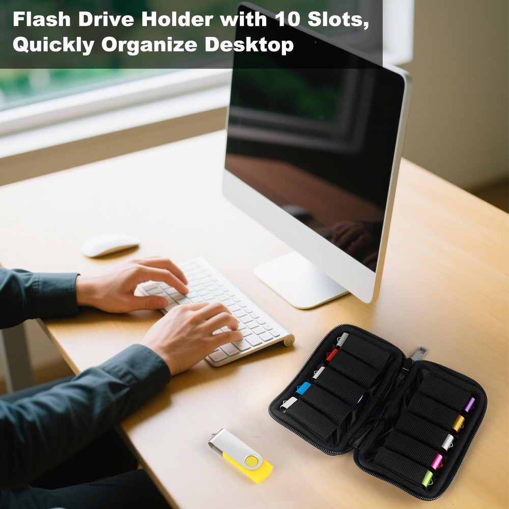 Flash Drive Case USB Storage Case 10 Slots, Portable Thumb Drive USB Holder, ...