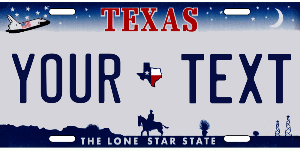 TEXAS License Plate CUSTOM ADD TEXT PERSONALIZED SPACE SHUTTLE LONESTAR STATE