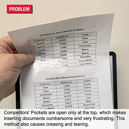 AdjustaView Easy-Load Replacement Pockets 10-Pack, Black Pockets & Tabs Black