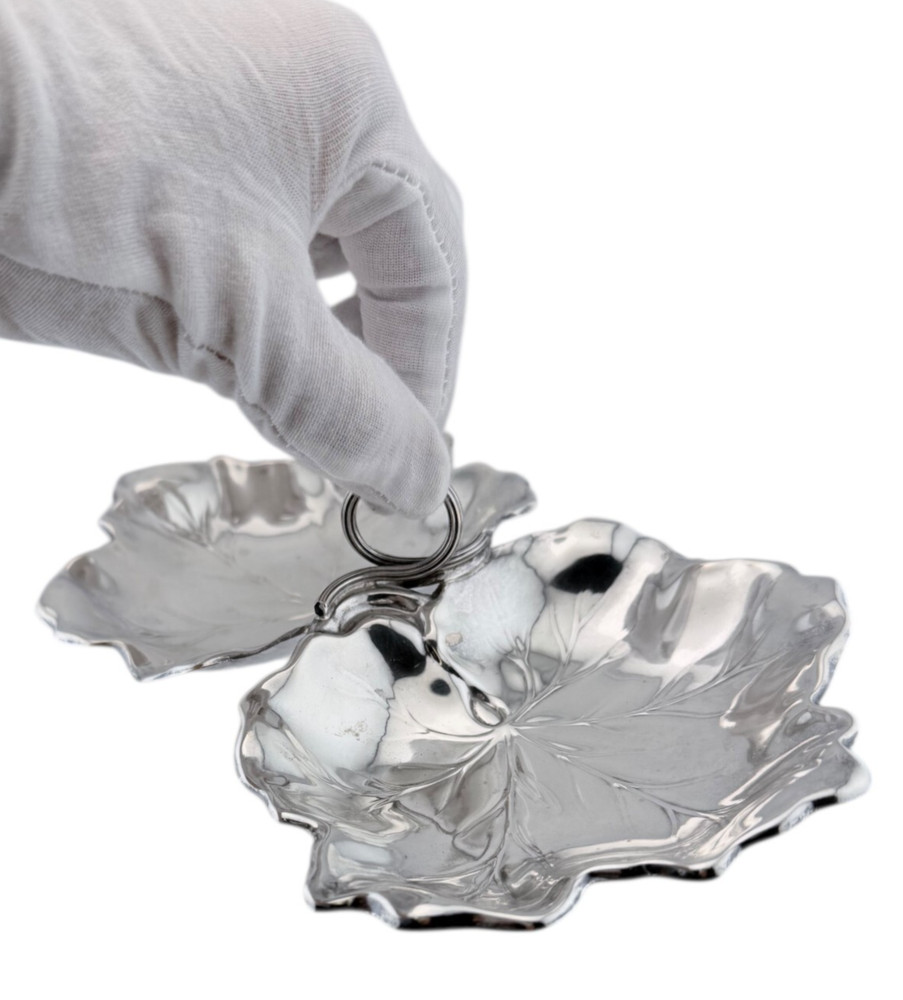 Reed & Barton, Sterling Silver Double Leaf Candy Dish