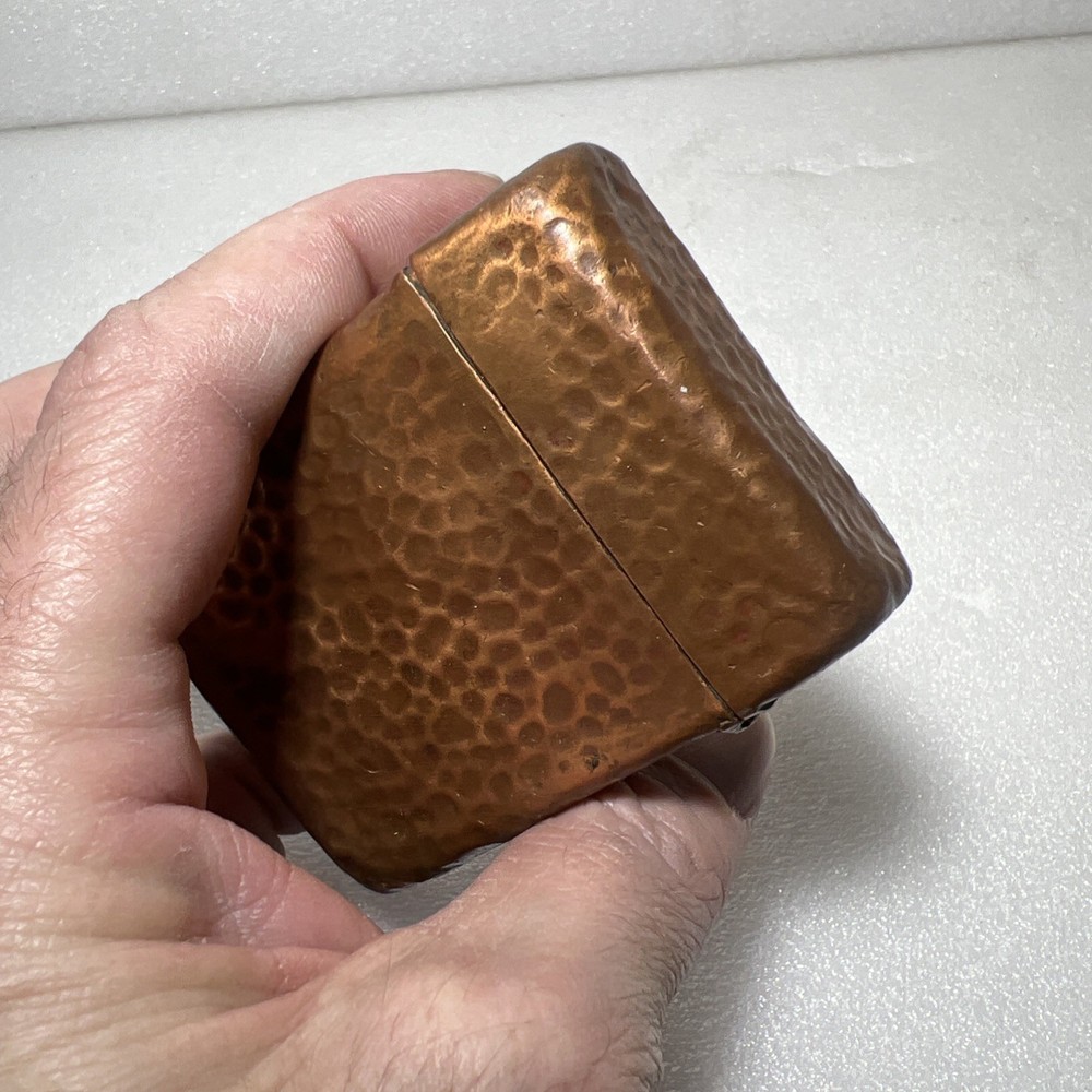 ANTIQUE AESTHETIC GORHAM HAMMERED COPPER CIGARETTE CASE BOX HINGED LID
