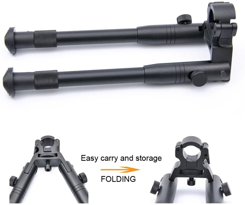 Clamp-on Barrel-Mount Folding Rifle Bipod 8"-10" Spring Return Rest for Shooting