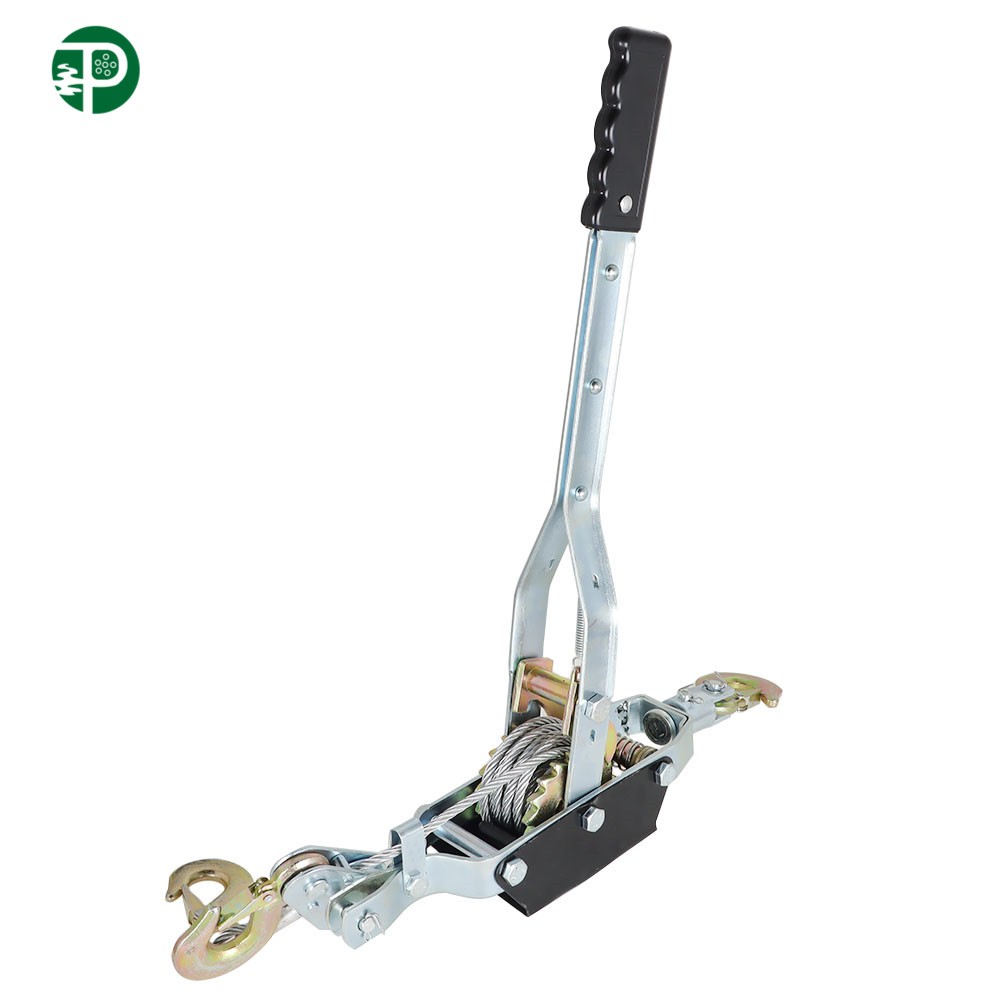 Precision 4Ton Dual Gear Power Puller 3 Hooks 1/4" Steel Cable 21" Handle