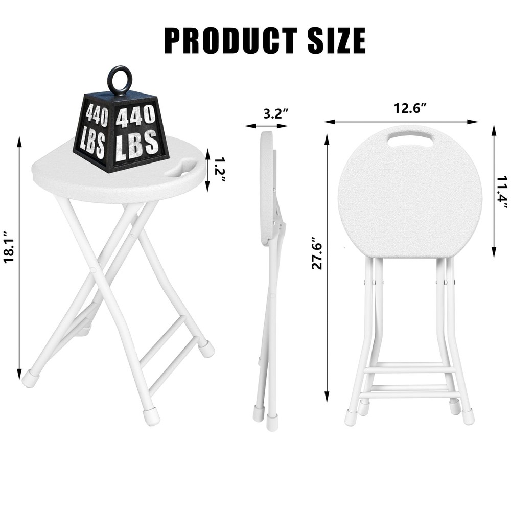 Folding Stool, 18 Inch Foldable Stool with Handle & Steel Frame, Folding Bar ...