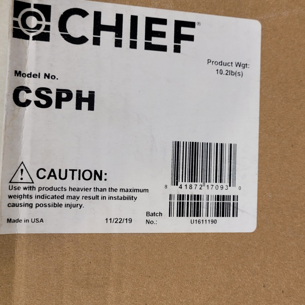 Chief CSPH Component Storage Panel Width 14.4" Depth 1.1" Height 27.3" - Black