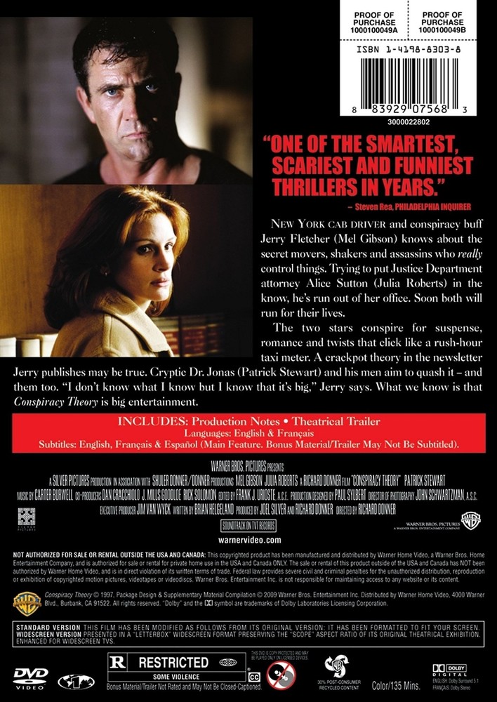 Conspiracy Theory DVD Mel Gibson NEW